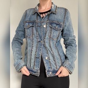 Studded and Distressed Denim Jacket